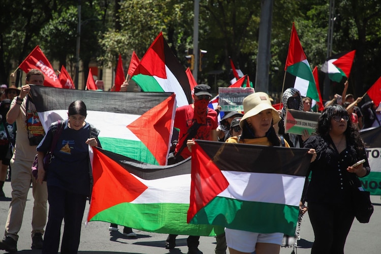 Marcha en favor de la causa palestina en la Ciudad de México.