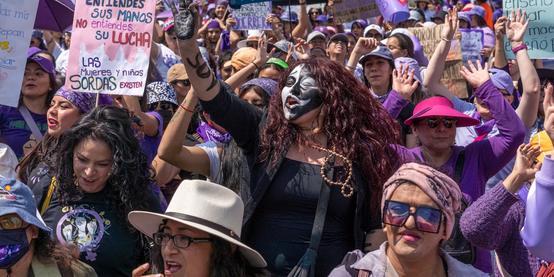 Marcha por el Día Internacional de la Mujer en la Ciudad de México, el 8 de marzo de 2026.