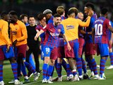 Jordi Alba celebra el gol con el que el Barcelona venció en la agonía al Betis en el Benito Villamarín.