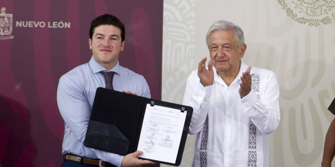 Samuel García, Gobernador de Nuevo León (izq.) y el Presidente López Obrador (der.), en fotografía de archivo.