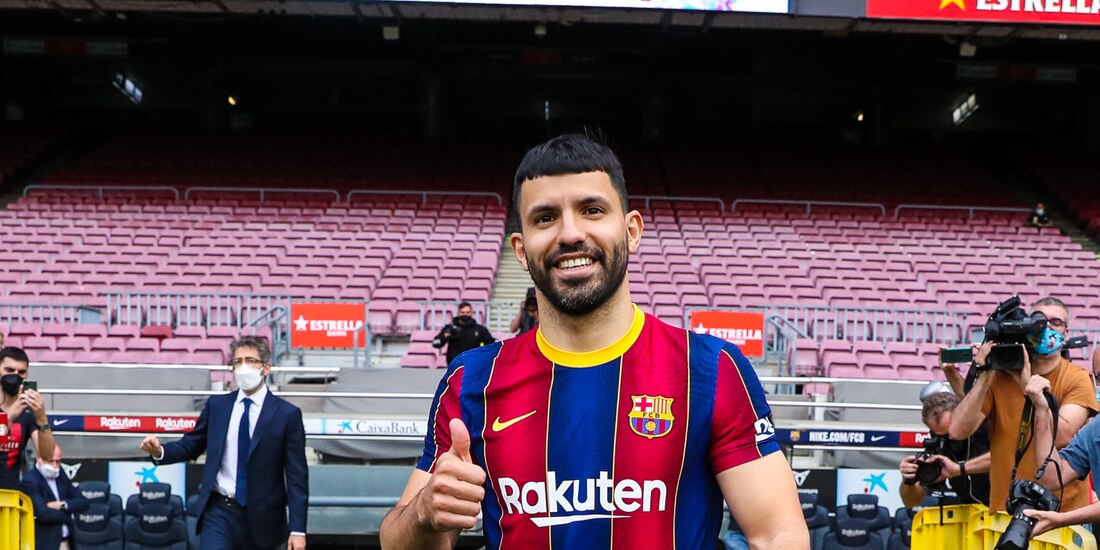 "Kun" Agüero, en su presentación con el Barcelona