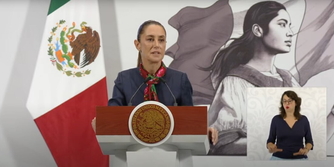 La presidenta Claudia Sheinbaum en la Mañanera del Pueblo.