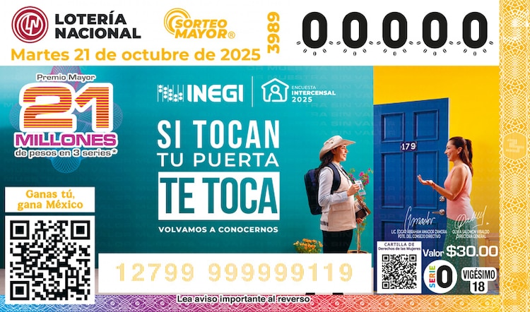 El Sorteo Mayor 3989 está dedicado a la Encuesta intercensal 2025.