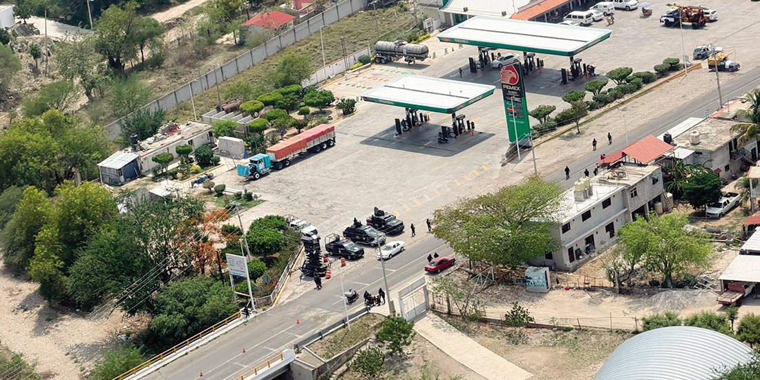 TOMA ÁEREA del aumento de la seguridad en Tehuitzingo, ayer.