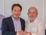 Mario Delgado (izq.), dirigente nacional de Morena y Lula da Silva (der.), presidente de Brasil.