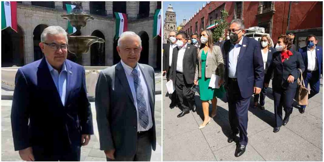 López Obrador con líderes del sindicato