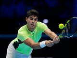 Carlos Alcaraz en su duelo ante Alexander Zverev en las ATP Finals