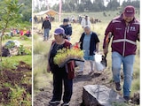 CIVILES Y AUTORIDADES participaron en la reforestación, ayer, en la ciudad