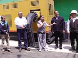 Clara Brugada y el alcalde Janecarlo Lozano, ayer, al recorrer las obras hidráulicas.