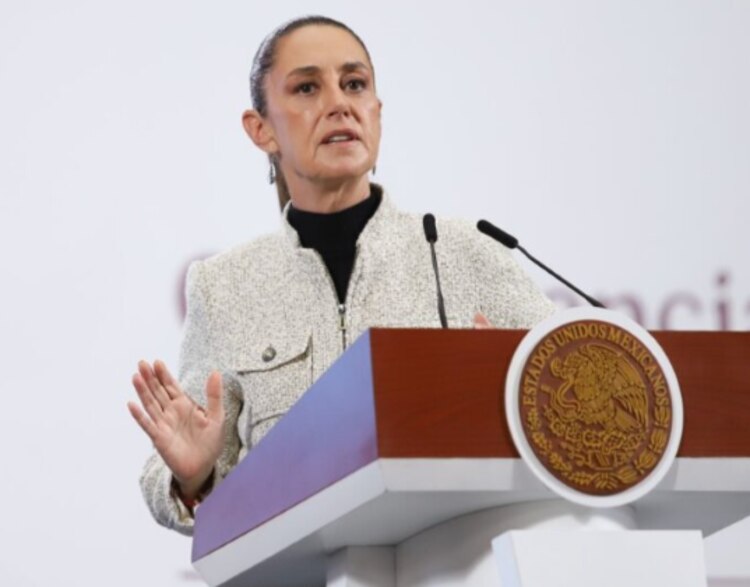 La presidenta Claudia Sheinbaum, ayer, en conferencia.