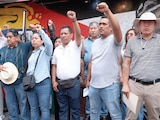 Dirigentes de la coordinadora, tras retirarse de la capital, el pasado sábado