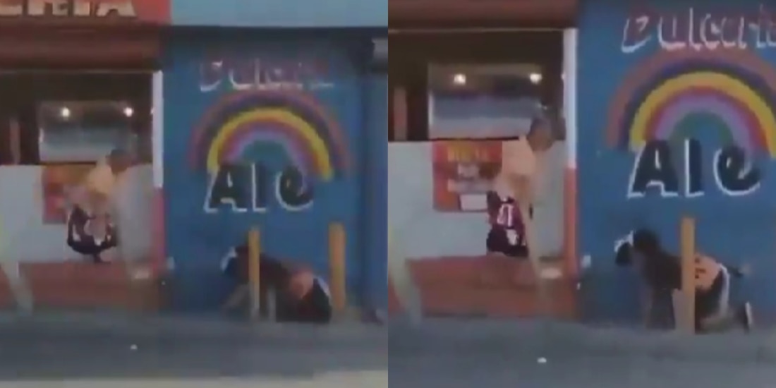 Abuelita le echa agua a therian que fingía orinar en su local