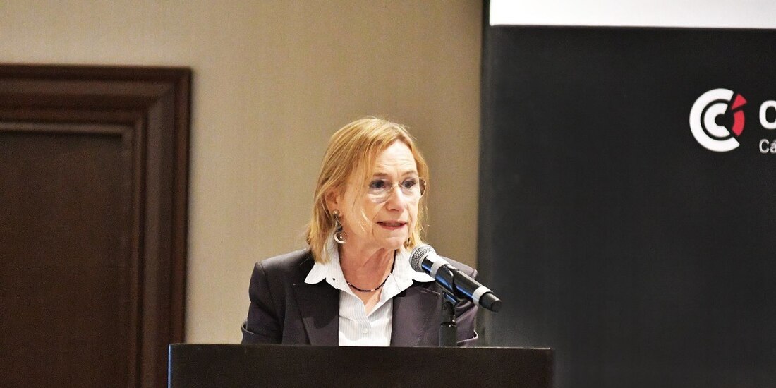 Delphine Borione, embajadora de Francia en México, ayer en un foro.