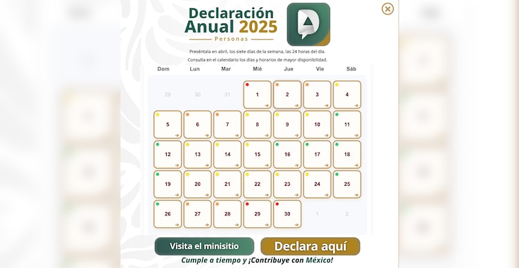 Calendario de la Declaración Anual de personas