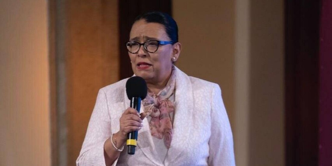 Secretaria de Seguridad y Protección Ciudadana Rosa Icela Rodríguez durante la conferencia de prensa matutina