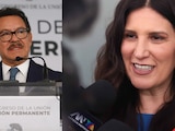 Ignacio Mier, presidente de la Jucopo en el Senado, y Kenia López, presidenta de la Cámara de Diputados