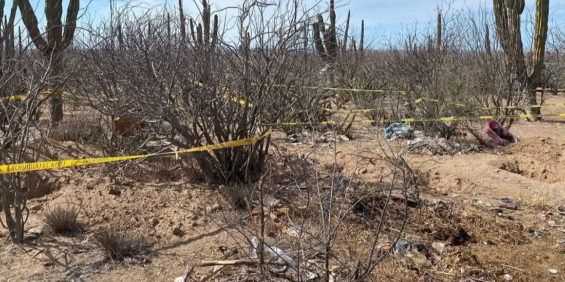 Fosa clandestina encontrada por diversos colectivos de búsqueda de personas en el municipio de La Paz, el 18 de marzo de este año.