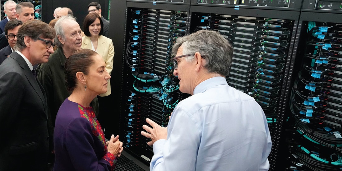 LA MANDATARIA, ayer, durante un recorrido por la supercomputadora Mare Nostrum 5 y por los ordenadores cuánticos