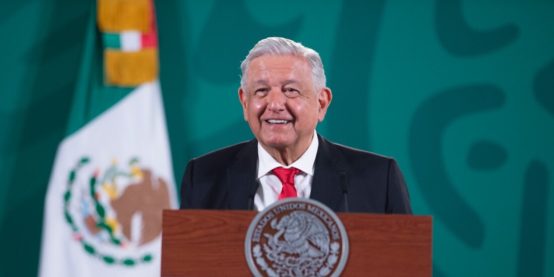 AMLO ofreció este lunes 7 de febrero de 2022 conferencia de prensa, conocida como la "mañanera", desde el estado de Palacio Nacional.