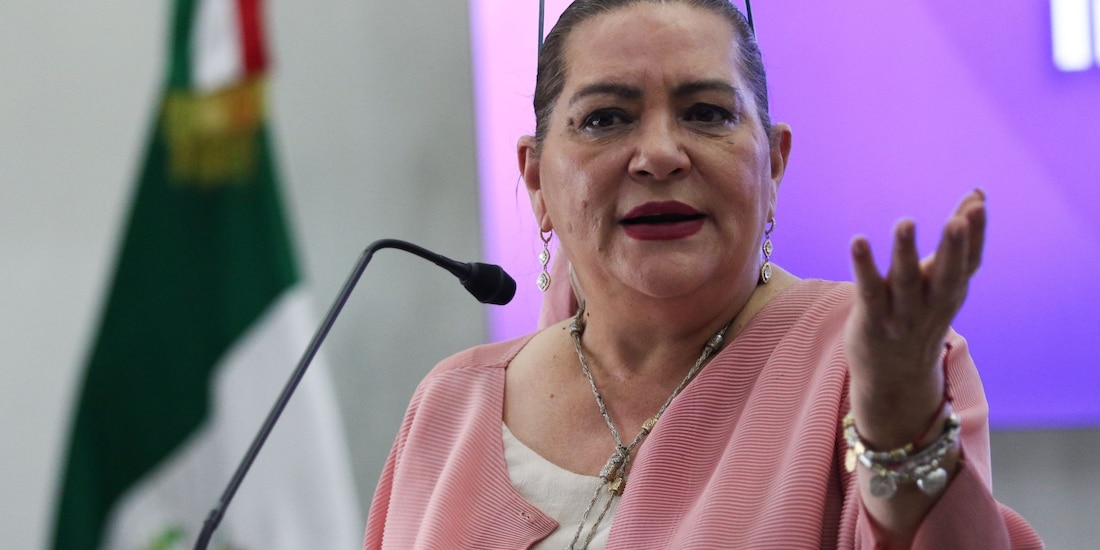 Guadalupe Taddei Zavala, consejera presidenta del INE, en conferencia de prensa el 25 de mayo de 2026.