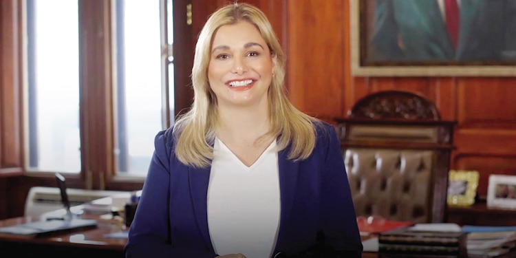 La mandataria estatal, ayer, en un videomensaje difundido en redes.
