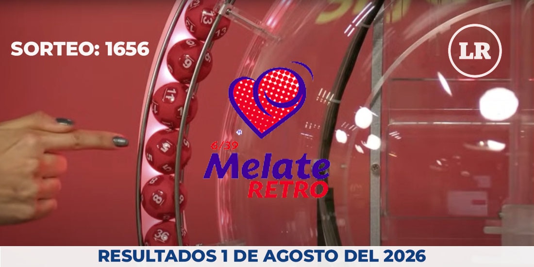 Resultados del Melate Retro en su sorteo 1656, celebrado este sábado 1 de agosto del 2026.