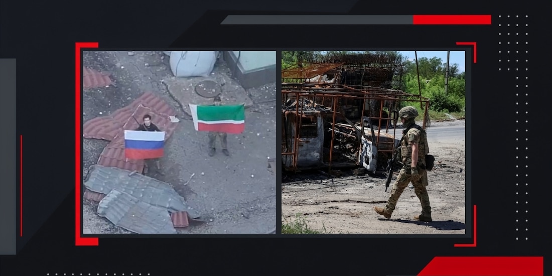 Rusia anunció la toma de Kostiantynivka (izq.); fuerzas ucranianas (der.) negaron que esto sea verdad.