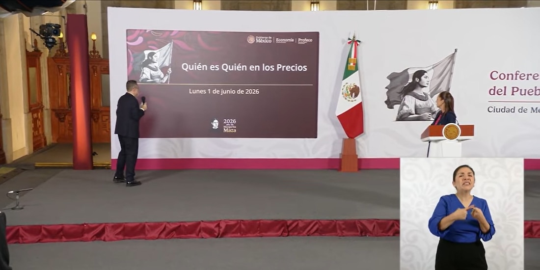 Iván Escalante, titular de la Profeco, durante la Conferencia del Pueblo.