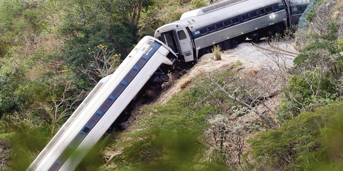 Tren descarrilado, en Asunción Ixtaltepec, el 28 de diciembre.
