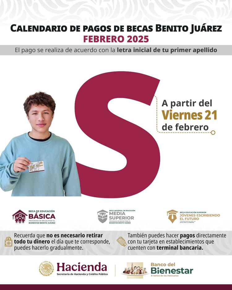 El viernes 21 le corresponde el pago a los apellidos que inician con S.