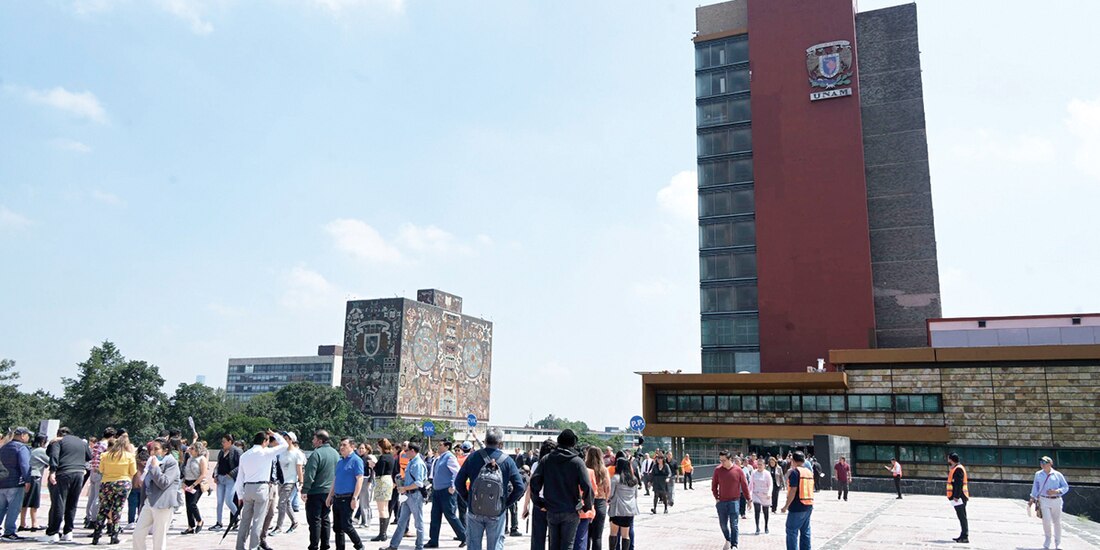 Universitarios en el simulacro de sismo del pasado 19 de septiembre.