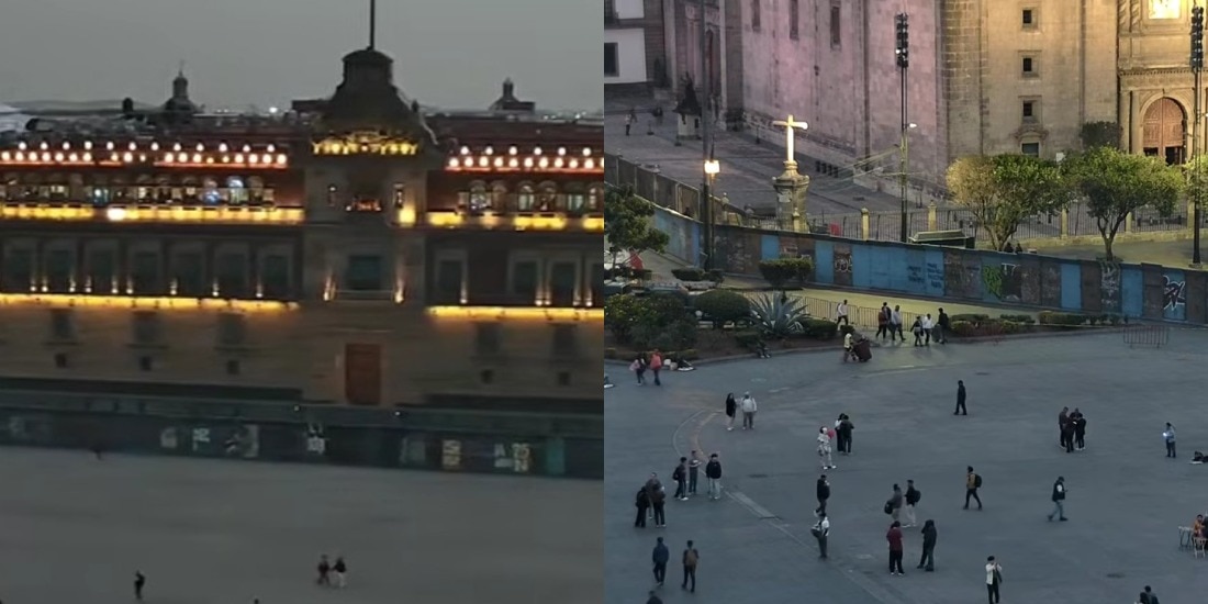 Colocan vallas metálicas en Palacio Nacional y Catedral previo a marcha del 8M en CDMX.