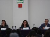 Integrantes del Grupo Interdisciplinario de Expertos Independientes, en conferencia de prensa, ayer.