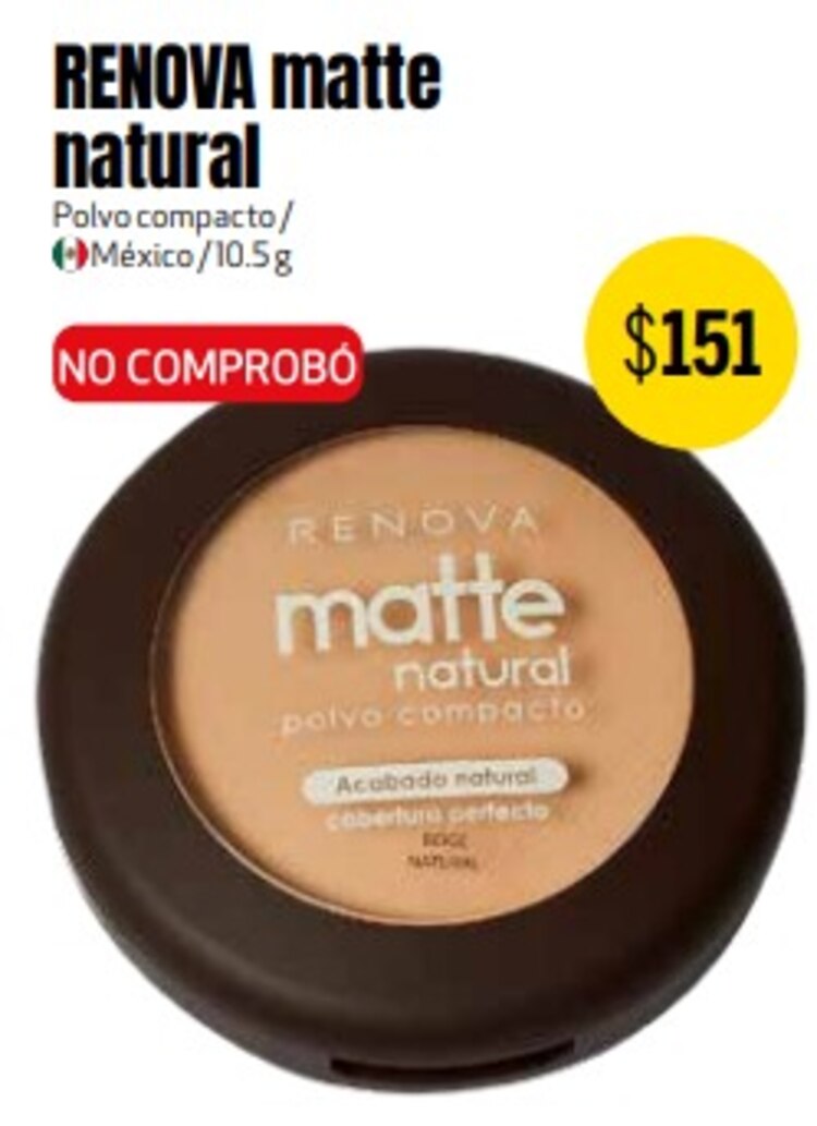 Polvo compacto RENOVA matte natural de los más fragiles.