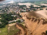 Vista aérea de inundaciones en Erftstadt-Blessem, en Alemania, ayer.
