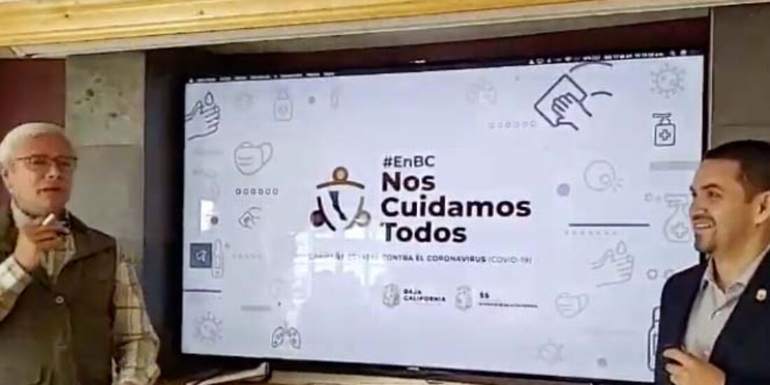 El gobernador Jaime Bonilla (izq.) junto al secretario de Salud estatal, Alonso Pérez Rico.