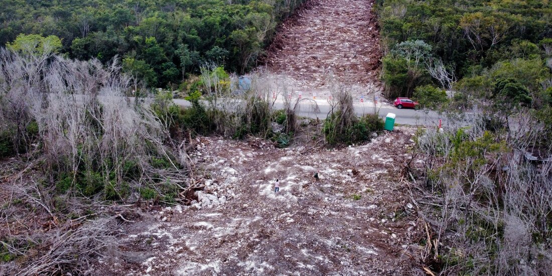 Trabajos en el tramo Cinco del Tren Maya en Quintana Roo.