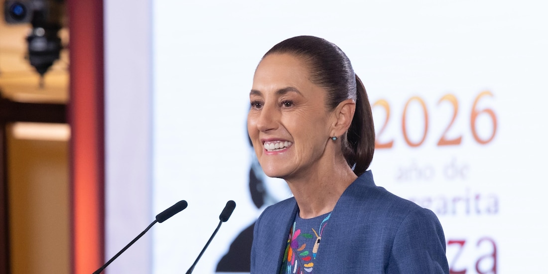 Claudia Sheinbau, Presidenta de México, este jueves en Palacio Nacional.