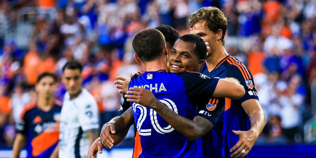 Jugadores del FC Cincinnati celebran un gol ante el Pachuca en la Leagues Cup 2026