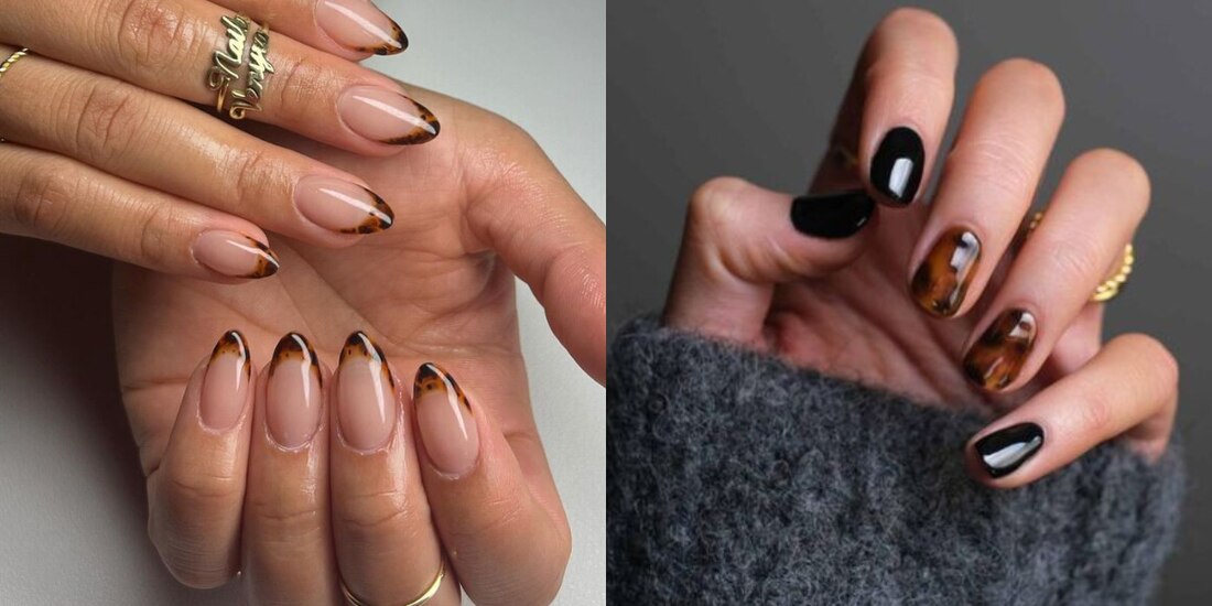 Los mejores diseños en uñas efecto ámber 'carey'.