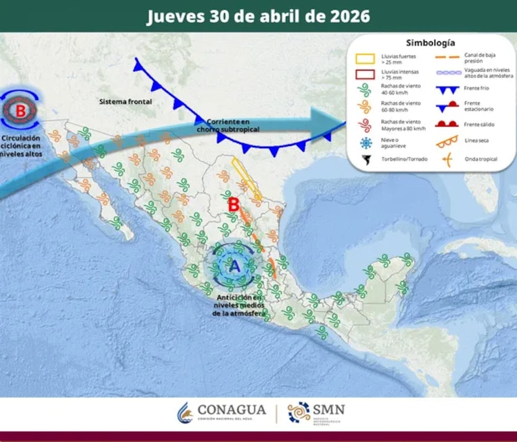 El próximo frente frío comenzara el jueves 30 de abril