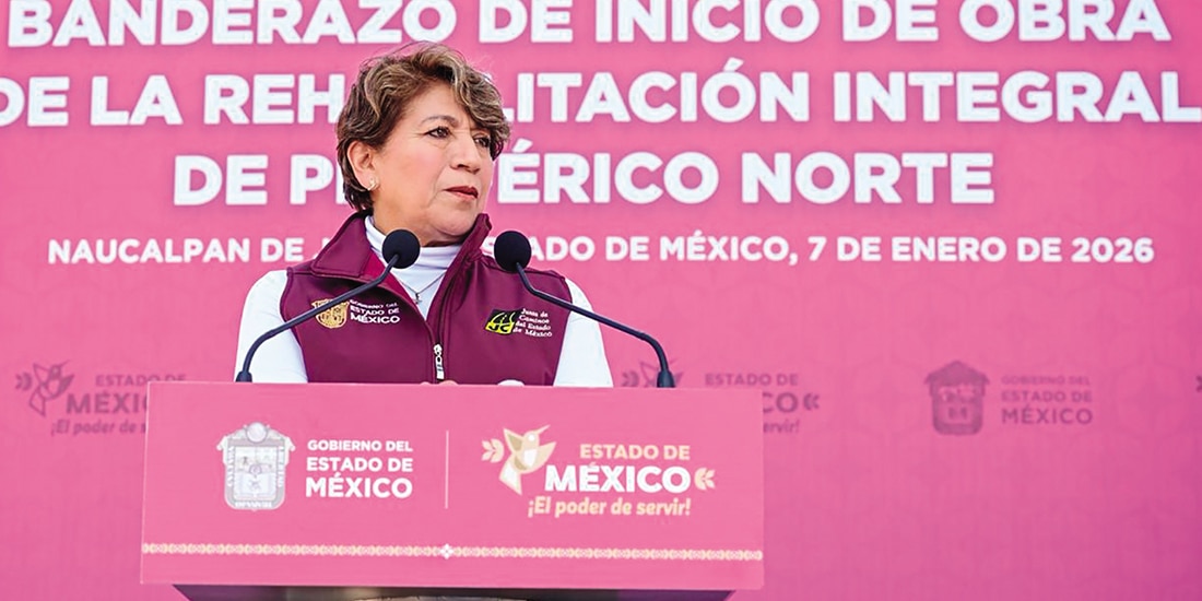 Delfina Gómez, ayer al dar el banderazo de obras| del Periférico Norte.