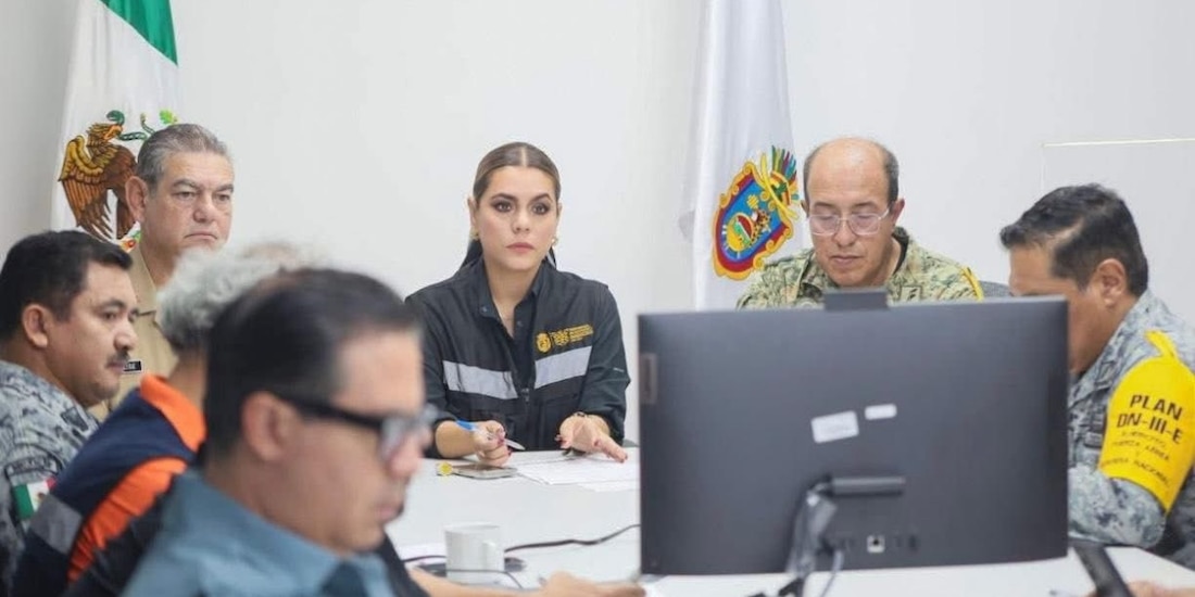 Gobernadora de Guerrero, durante la sesión extraordinaria del Consejo Estatal de Protección Civil hoy 2 de enero