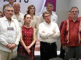De izq. a der.: Adán Augusto López, Claudia Sheinbaum, Ricardo Monreal y Marcelo Ebrard.