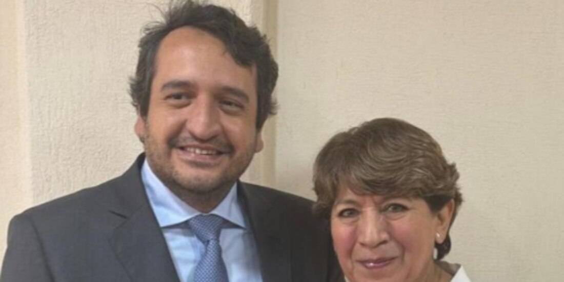 la gobernadora del Edomex, Delfina Gómez, y Andrés López Beltrán, ayer.