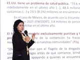 La consejera jurídica de la Presidencia, Luisa María Alcalde, ayer, en conferencia de prensa desde Palacio Nacional.