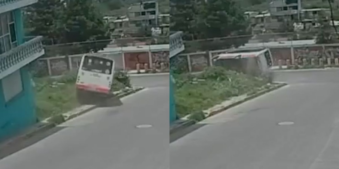 Vuelca camión de pasajeros en Naucalpan