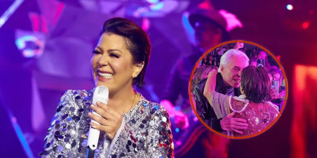 Alejandra Guzmán besa a su papá en pleno concierto.