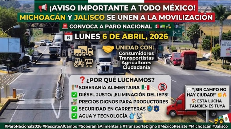 Paro nacional Michoacán y Jalisco