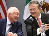 El embajador de EU en México, Ken Salazar, y el canciller Marcelo Ebrard.